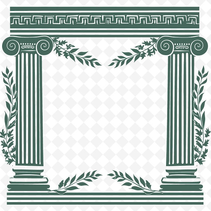 PSD contorno del municipio con cornice di pilastri e simbolo di scala per la collezione di cornici di decorazione de illustration