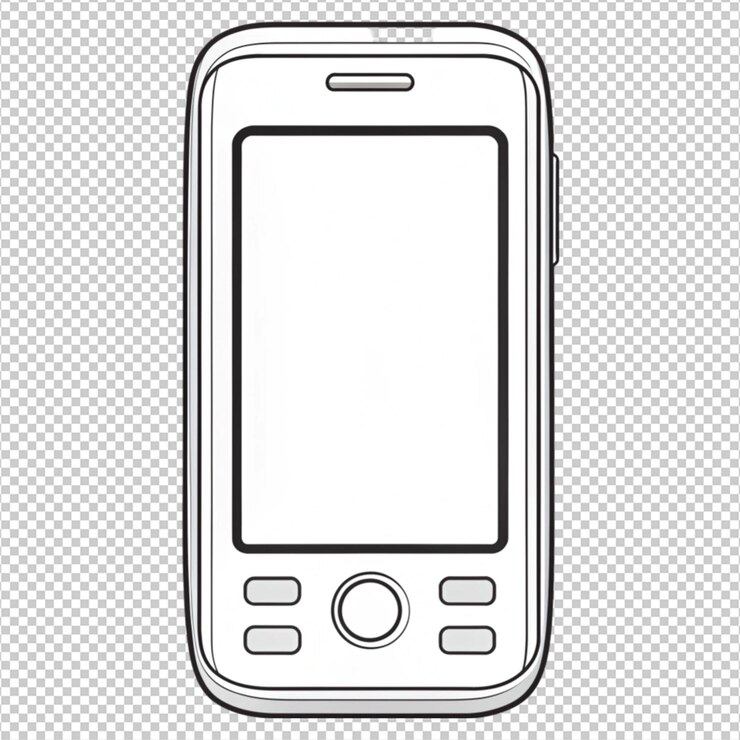 PSD contorno di telefono cellulare su sfondo bianco