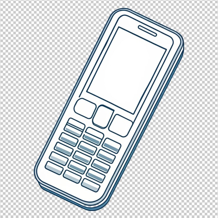PSD contorno di telefono cellulare su sfondo bianco