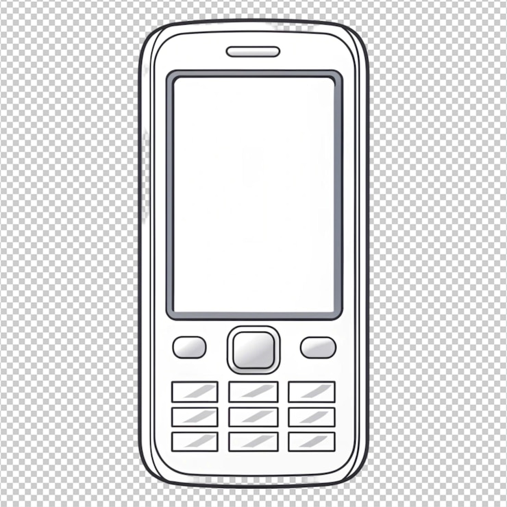 PSD contorno di telefono cellulare su sfondo bianco