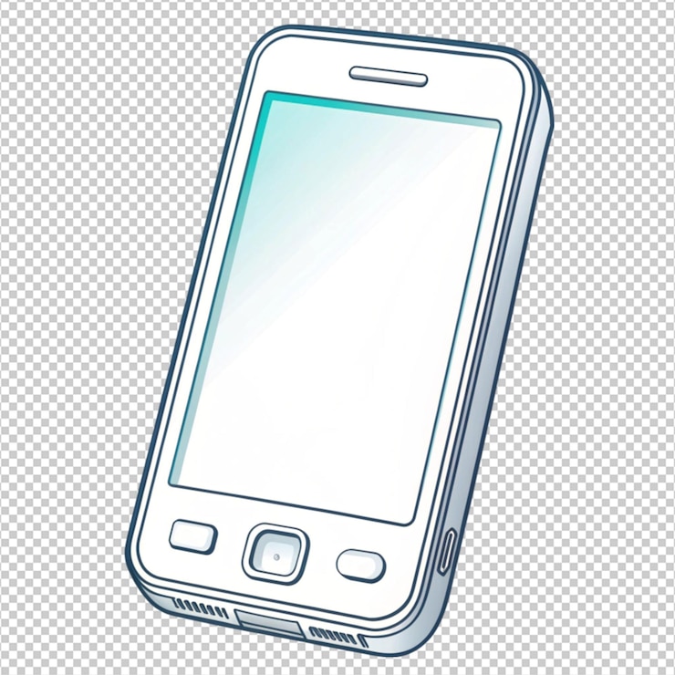PSD contorno di telefono cellulare su sfondo bianco