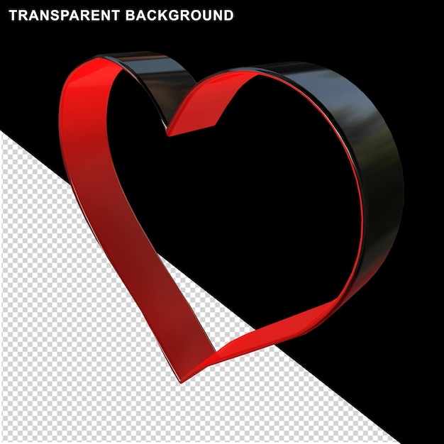 Contorno do coração em 3d vermelho e preto