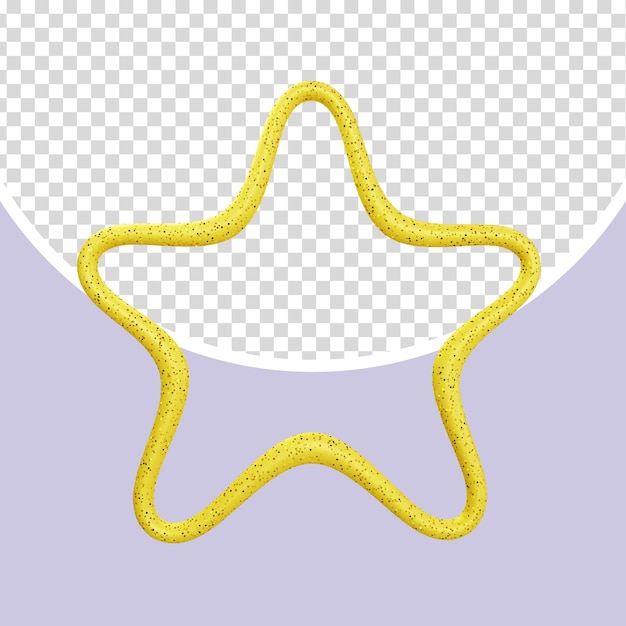 Contorno de estrella redondeada 3D amarillo simple