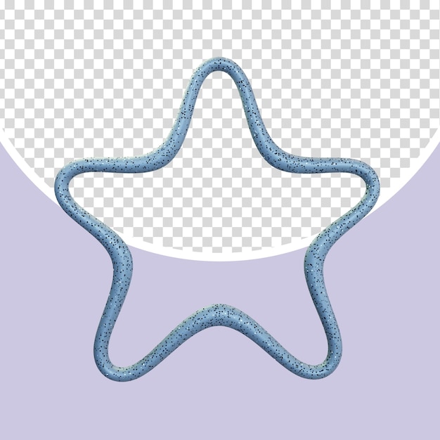 PSD contorno de estrella redondeada 3d azul frío