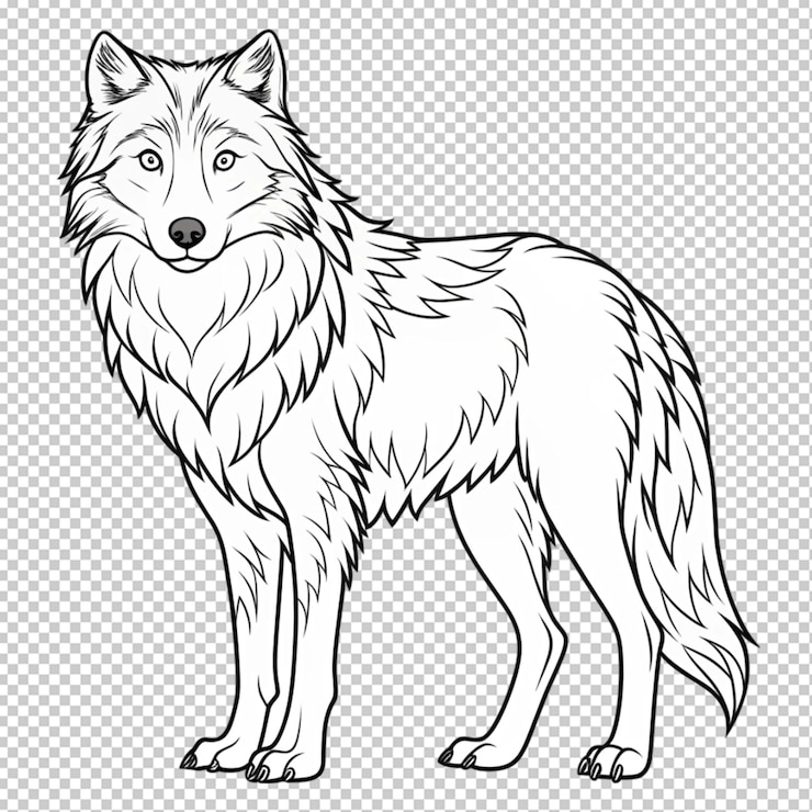 PSD contorno de lobo en un fondo transparente