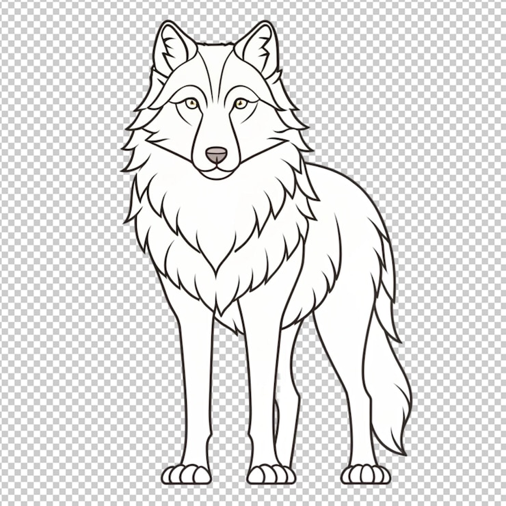 PSD contorno de lobo en un fondo transparente