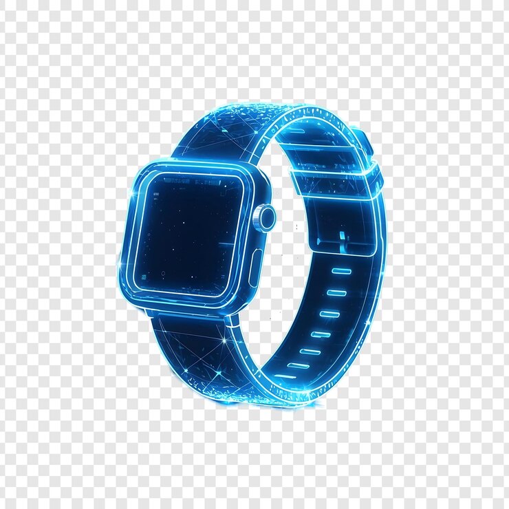 PSD contorno de reloj inteligente de neón brillante aislado en un fondo transparente