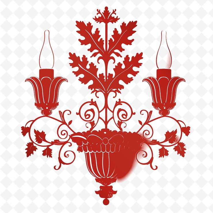 PSD contorno de sconce de pared de hierro con motivo de bellota y hoja de roble colección de motivos de decoración de ilustración de acor