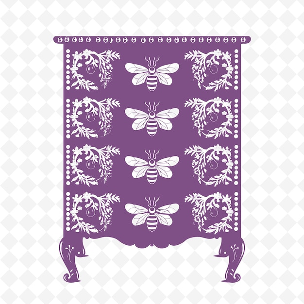 Contorno de tocador de estilo cottage con diseño de lavanda y colección de motivos de decoración de ilustración de abejas