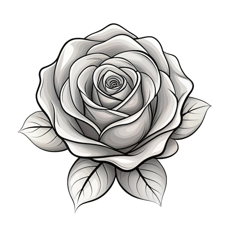 PSD contornos de rosas blancas y negras para la simplicidad
