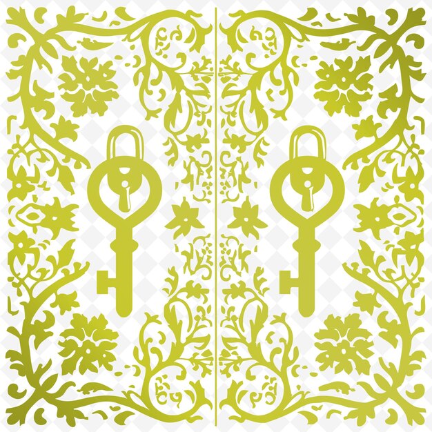 PSD contour de boutique de serruriers avec cadre de clé et symbole de serrure pour illustration collection de motifs de décoration