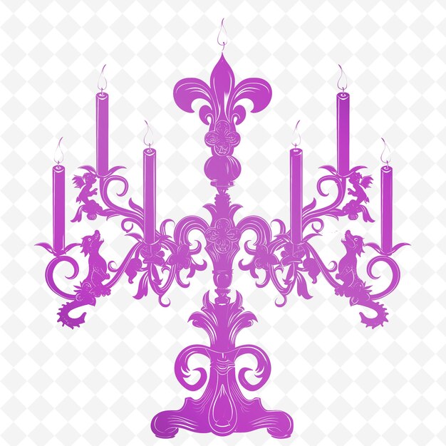 PSD contour de chandelier en fer avec motif de fleur de lis et illustration de gargoyle collection de motifs de décoration