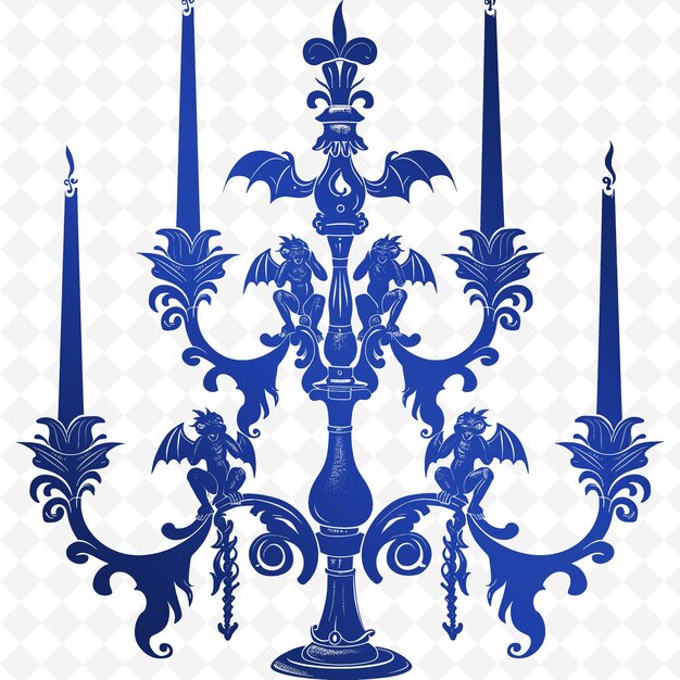 Contour De Chandelier En Fer Avec Motif De Fleur De Lis Et Illustration De Gargoyle Collection De Motifs De Décoration