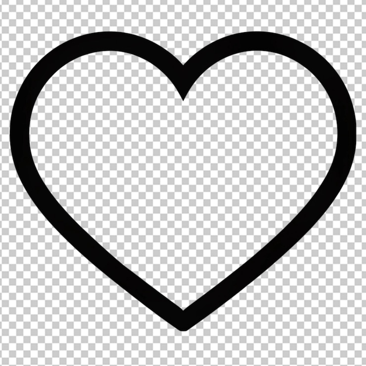 PSD contour de cœur noir sur fond transparent