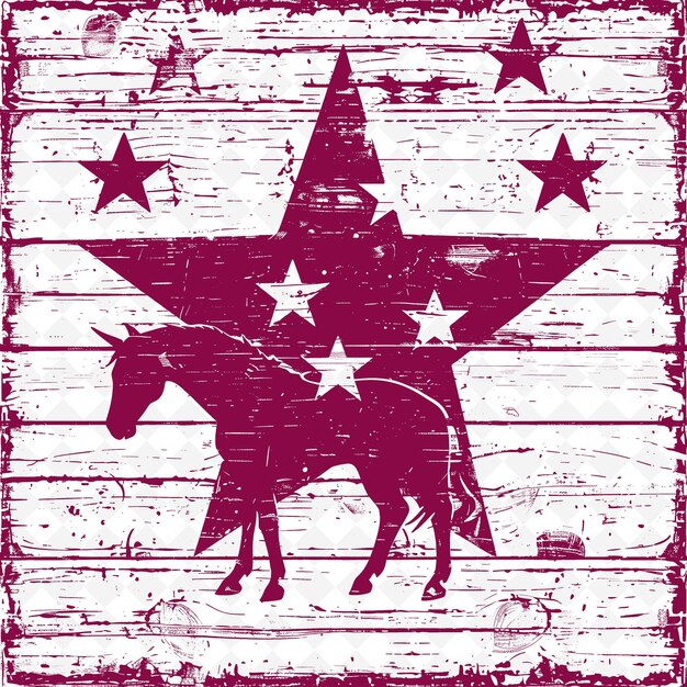 PSD contour d'étoile de grange rustique avec motif de planche de bois et illustration de cheval collection de motifs de décoration