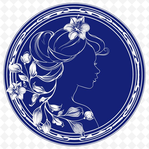 PSD contour de miroir inspiré de l'art nouveau avec illustration de silhouette féminine collection de motifs de décoration