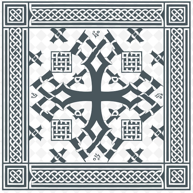 Contour De Placemat Tissé Avec Nœud Celtique Et Symbole De Croix Cadres D'illustration Collection De Décoration