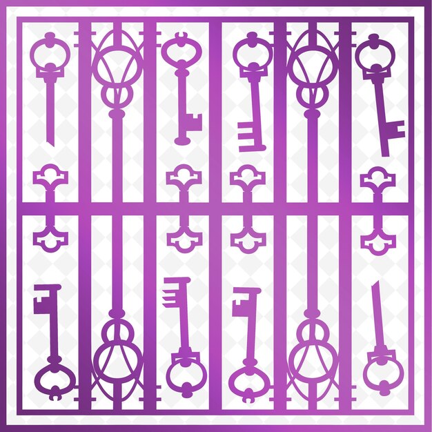 PSD contour de la prison avec des barres et des clés barres présentées en bonne place une collection de motifs de décoration d'illustration