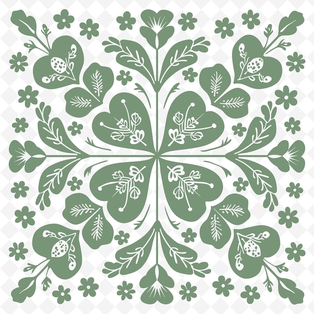 PSD contour de trèfle enchanté à quatre feuilles avec motif de feuille et collection de motifs de décoration la illustration