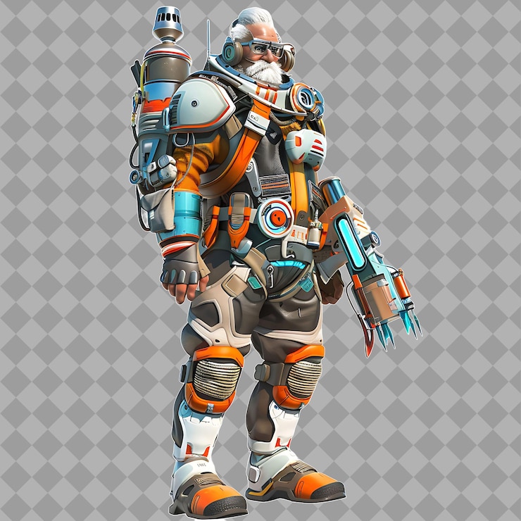 PSD contrabandista espacial rebelde de mediana edad con forma suave traje espacial b ilustración de personajes 3d aislados