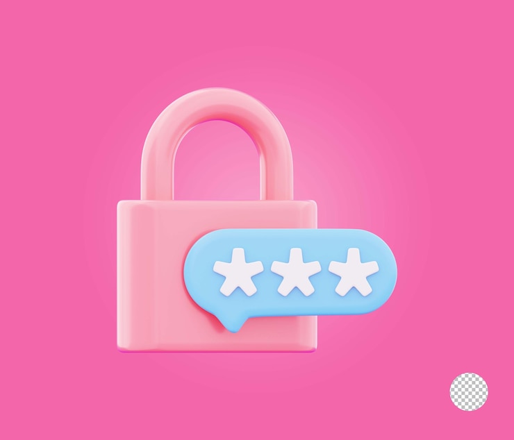 PSD la contraseña de bloqueo de seguridad que representa el icono de protección de privacidad de datos seguros ilustración de renderización 3d