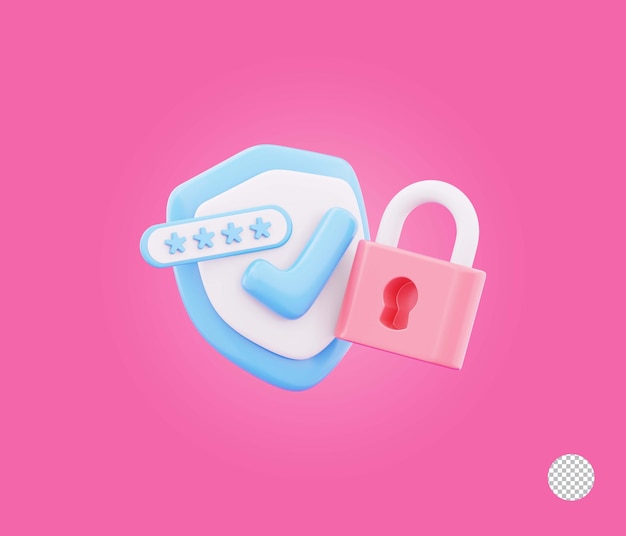 La contraseña del candado del escudo de seguridad que representa la protección segura de la privacidad de los datos