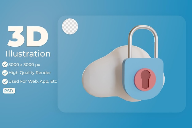 La contraseña de seguridad del icono del objeto de ilustración 3d se puede utilizar para gráficos de información de aplicaciones web, etc.