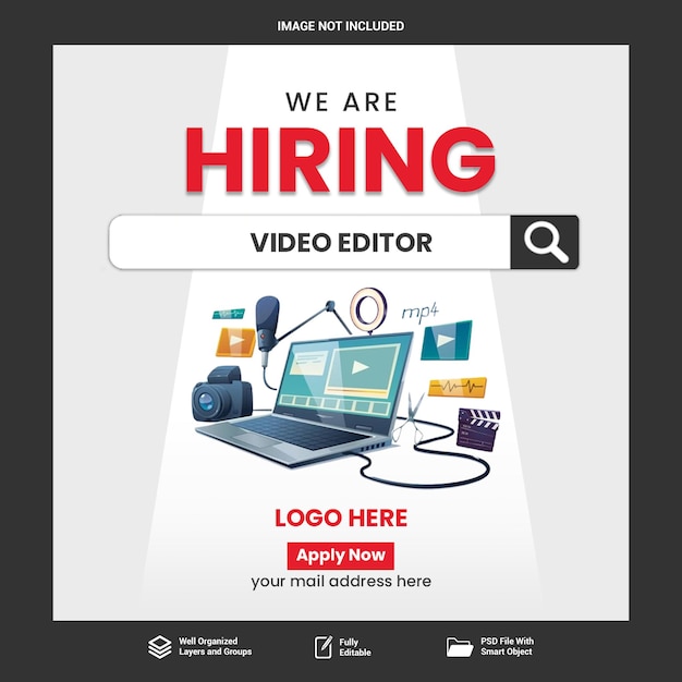 Contratación de cartel para el editor de video
