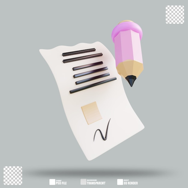 PSD contrato de ilustración 3d 3