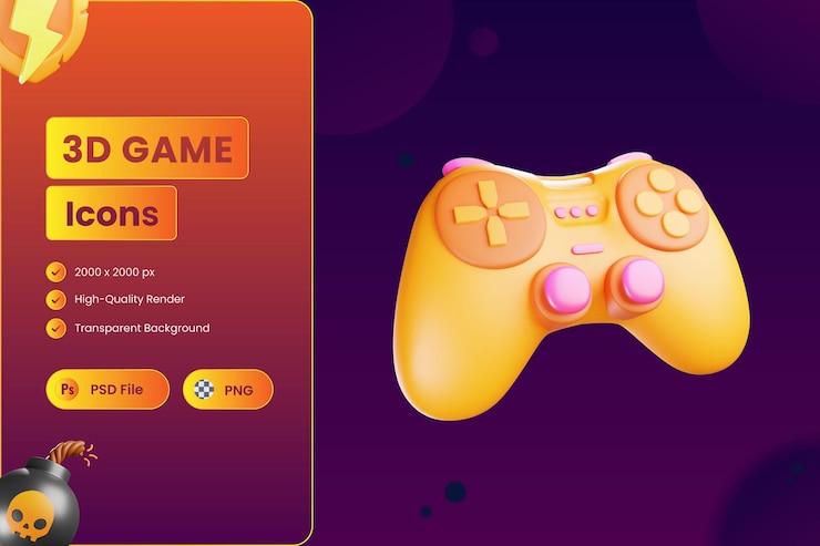PSD controlador de consola de gamepad de ilustración de icono 3d