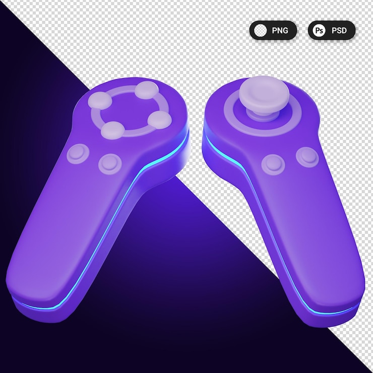 PSD controladores vr iconos de realidad virtual establecen elementos de diseño web ux ui renderizado 3d