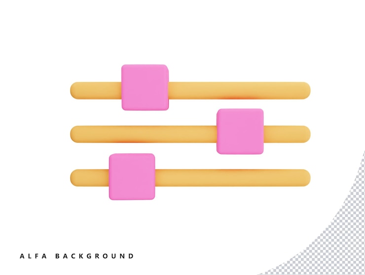 PSD controles deslizantes con estilo minimalista de dibujos animados de icono de vector 3d