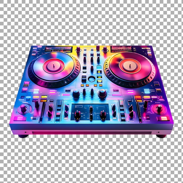 Contrôleur DJ PNG sur un fond transparent pour la production musicale, la planification d'événements ou les projets de conception audio