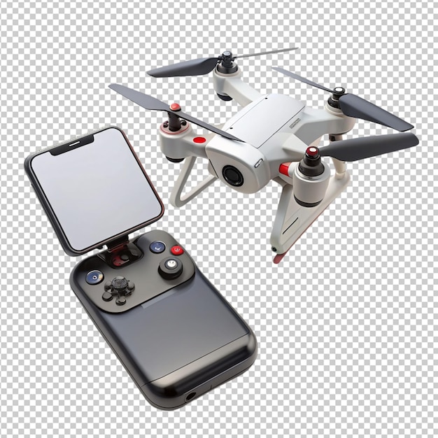 contrôleur de drone avec smartphone sur un fond transparent