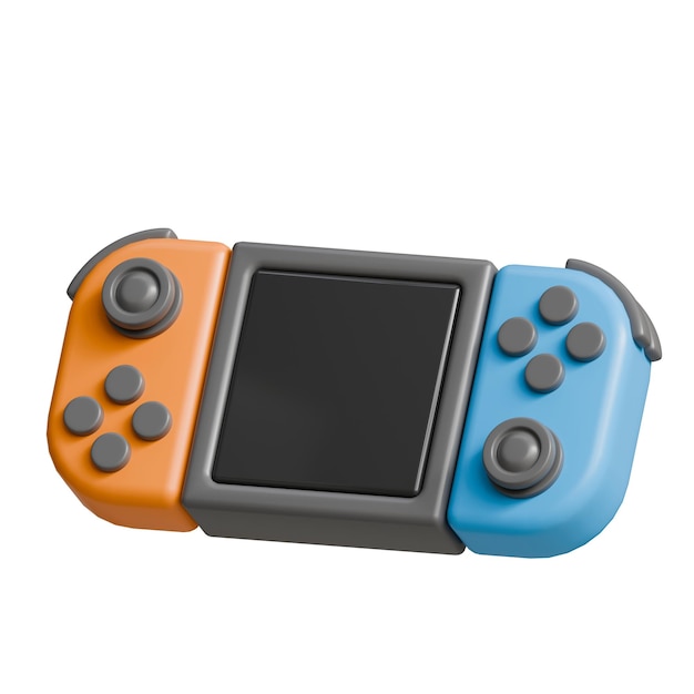 un contrôleur de jeu bleu et orange avec un bloc-notes bleu et orangé
