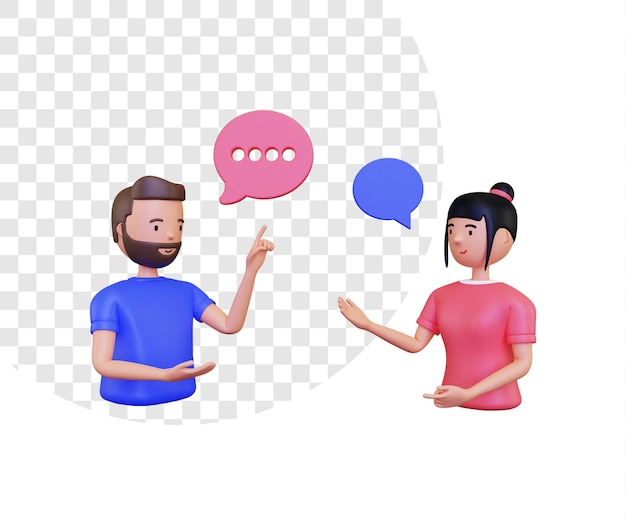 PSD conversación 3d con burbujas de discurso