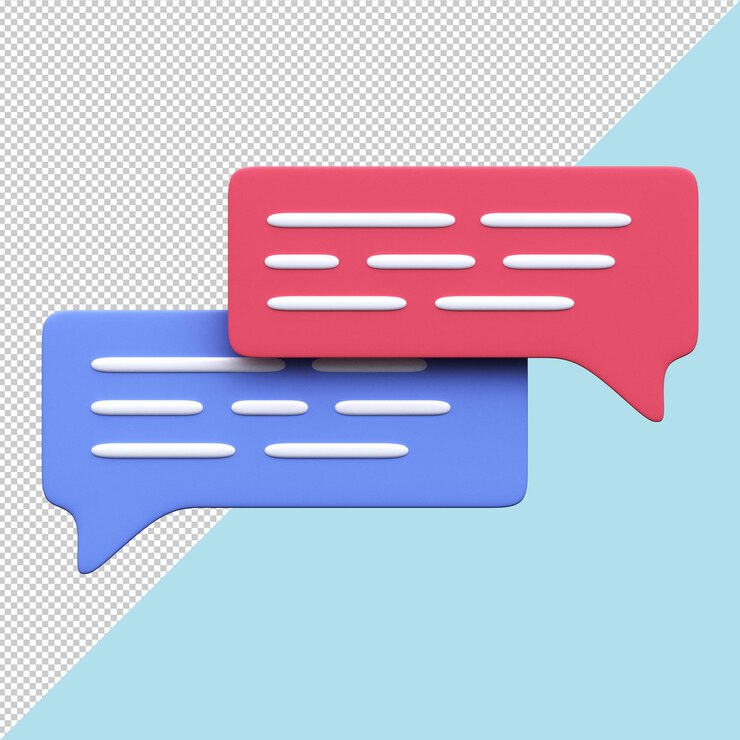 PSD conversación burbujas mensajes chat icono 3d render
