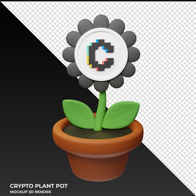 PSD convex finance cvx krypto-pflanzenpot 3d-illustration