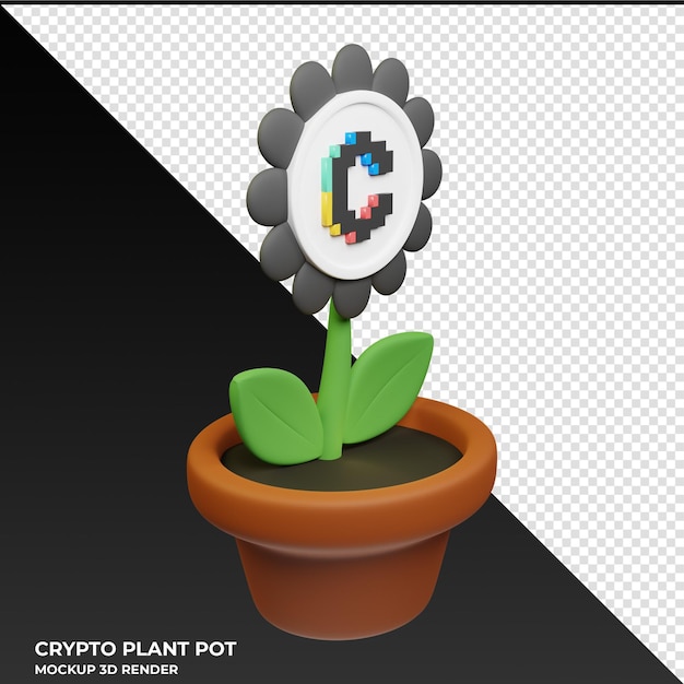 PSD convex finance cvx krypto-pflanzenpot 3d-illustration