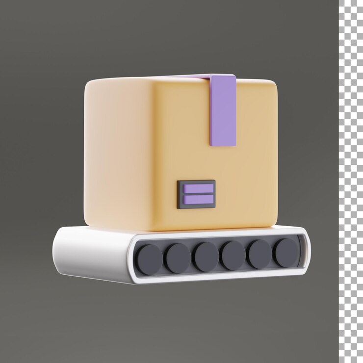 Conveyor Belt And Box 3d Illustration