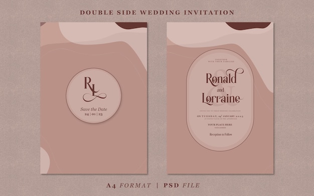 Convite de casamento com modelo abstrato