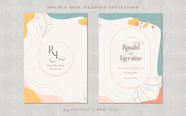 Convite de casamento com modelo abstrato