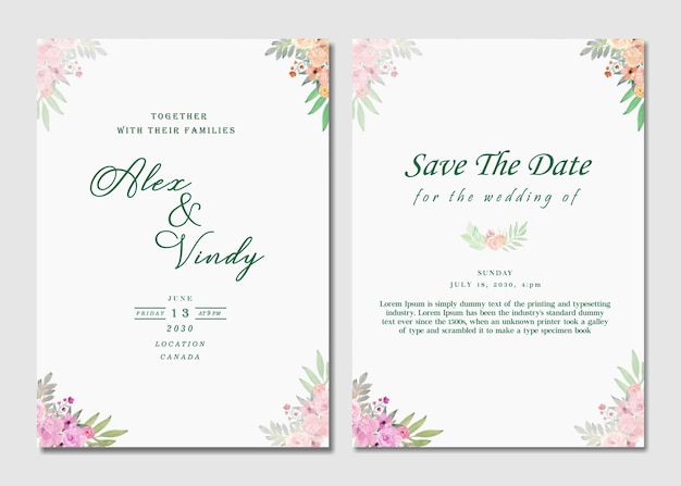 Convite de casamento psd floral