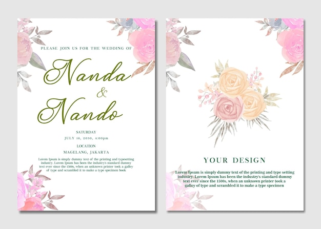 Convite de casamento psd floral