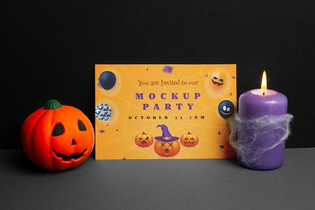 Convite de Halloween com maquete de abóbora