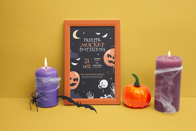 Convite de Halloween com maquete de moldura