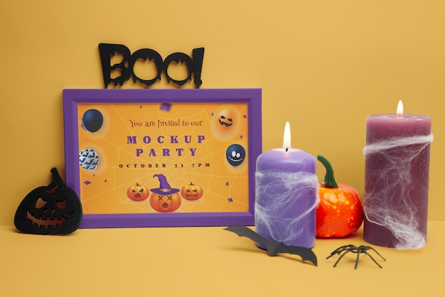 Convite de Halloween com maquete de moldura