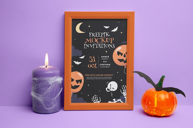 Convite de Halloween com maquete de moldura