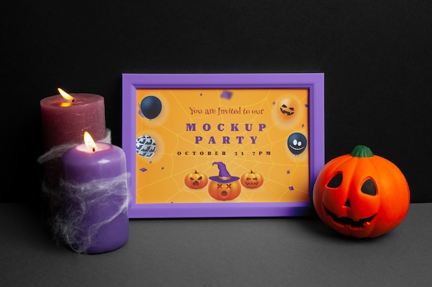 Convite de Halloween com maquete de moldura