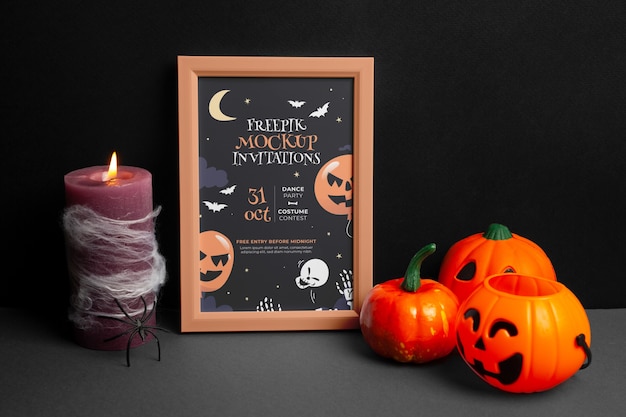 Convite de Halloween com maquete de moldura